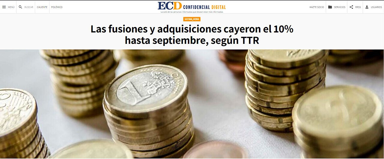 Las fusiones y adquisiciones cayeron el 10% hasta septiembre, segn TTR